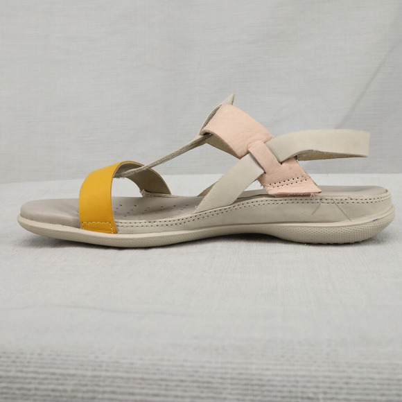 Ecco Sandals Womens 5 US 36 EU Ivory Orange Leather Hook Loop Shoes Comfort - Picture 10 of 16